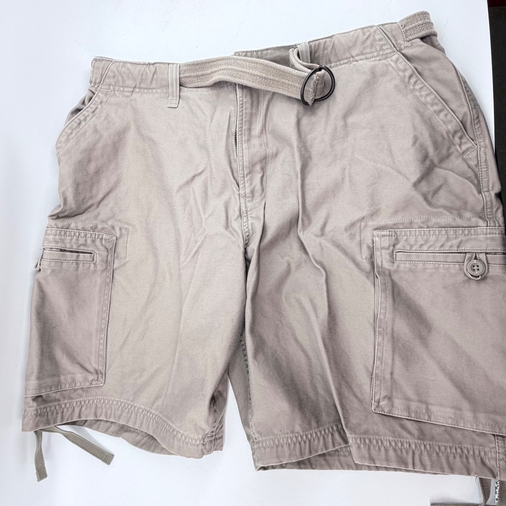 Counter Culture Cargo Shorts Mens 38 Tan Khaki Belted Camo Lining Utility